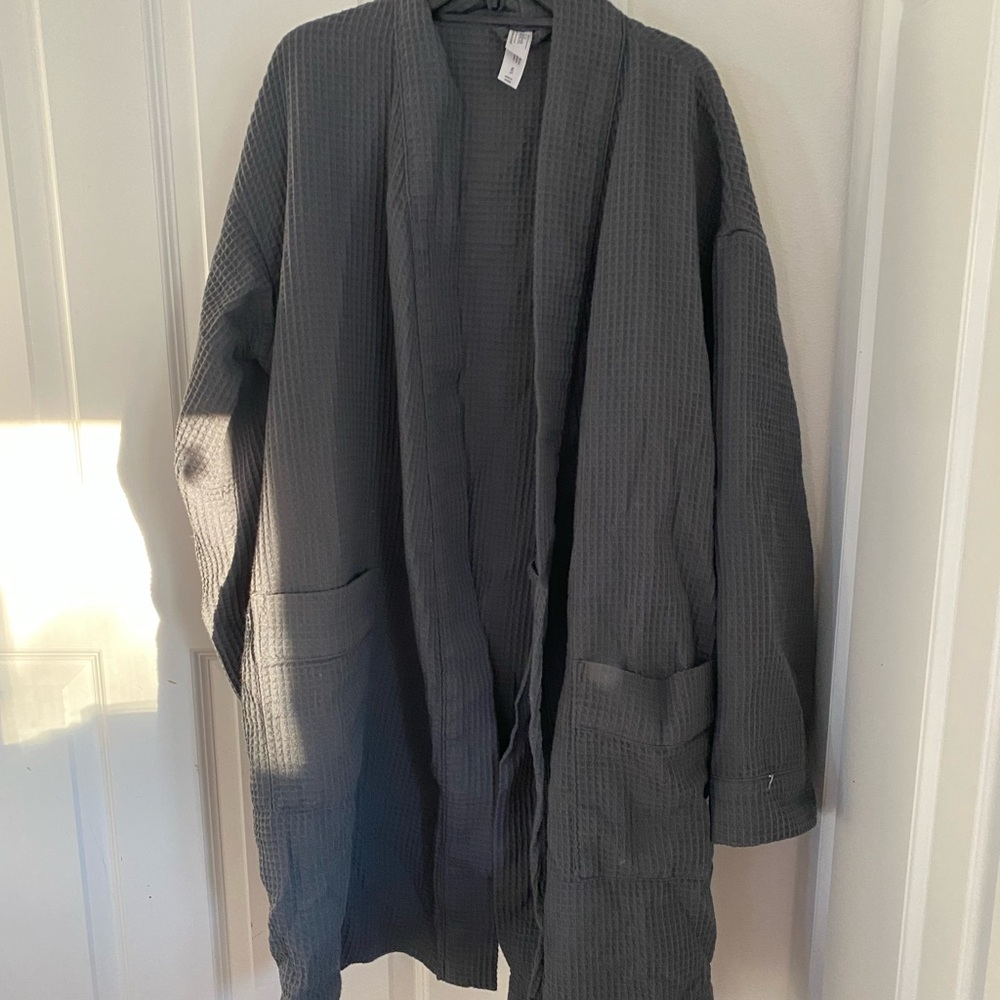 Charcoal grey waffle knit bath robe
